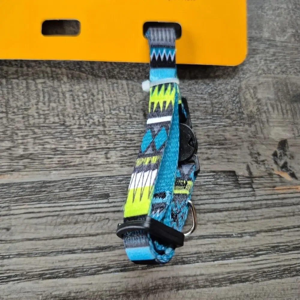 Friends Forever Geometric Xtribal Cat Collar 1 Piece Blue with Bell